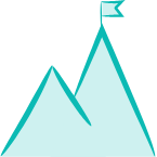 Icon of a green mountain with a flag on top symbolizing tenacity