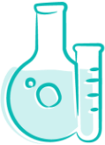Green icon of scientific flasks