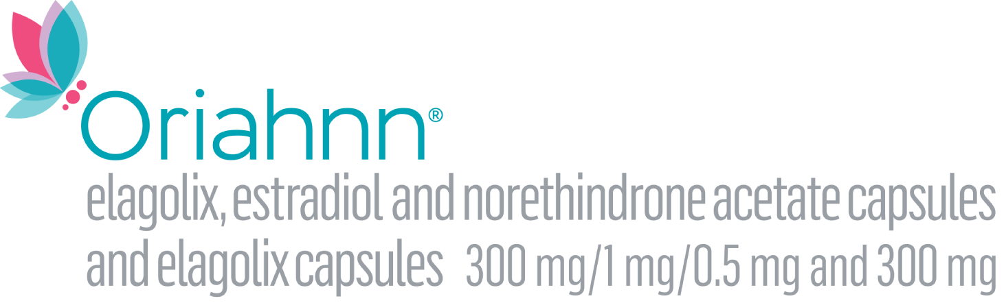 Oriahnn elagolix, estradiol and norethindrone acetate capsules and elagolix capsules 300 mg 1 mg 0.5 mg and 300 mg
